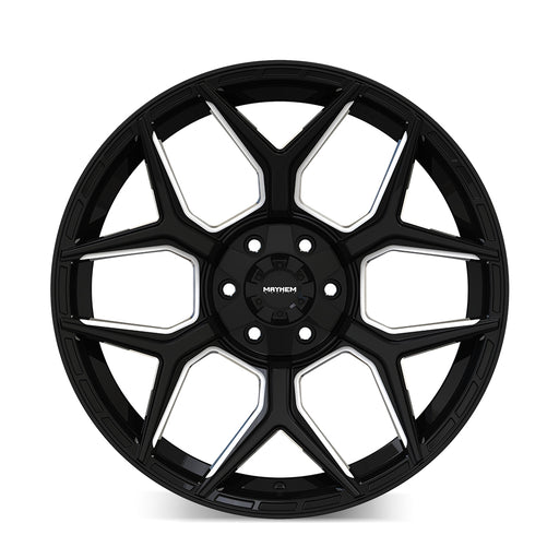 Mayhem 8119 VANQUISH Gloss Black Milled 20 inch wheel angled view