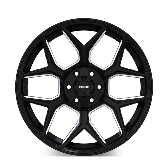 Mayhem 8119 VANQUISH Gloss Black Milled 20 inch wheel angled view