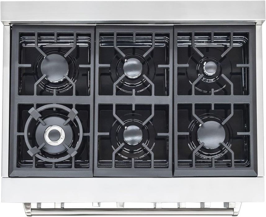 Cosmo 4-Piece Appliance Package - 36-Inch Dual Fuel Range, Wall Mount Range Hood, Dishwasher and Refrigerator in Stainless Steel (COS-4PKG-206) Cosmo