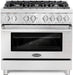 Cosmo 4-Piece Appliance Package - 36-Inch Dual Fuel Range, Wall Mount Range Hood, Dishwasher and Refrigerator in Stainless Steel (COS-4PKG-022) Cosmo