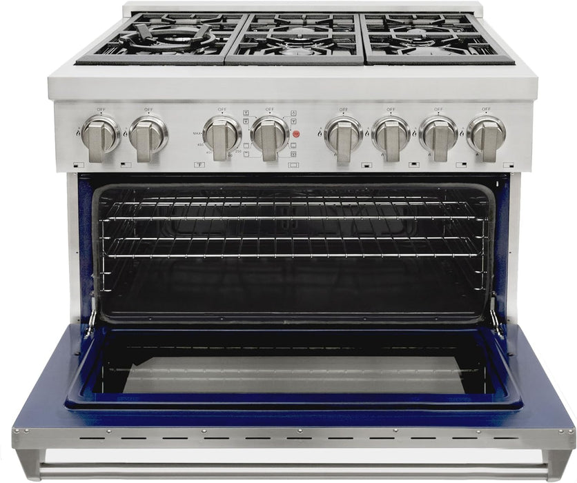 Cosmo 4-Piece Appliance Package - 36-Inch Dual Fuel Range, Island Range Hood, Dishwasher and Refrigerator in Stainless Steel (COS-4PKG-063) Cosmo