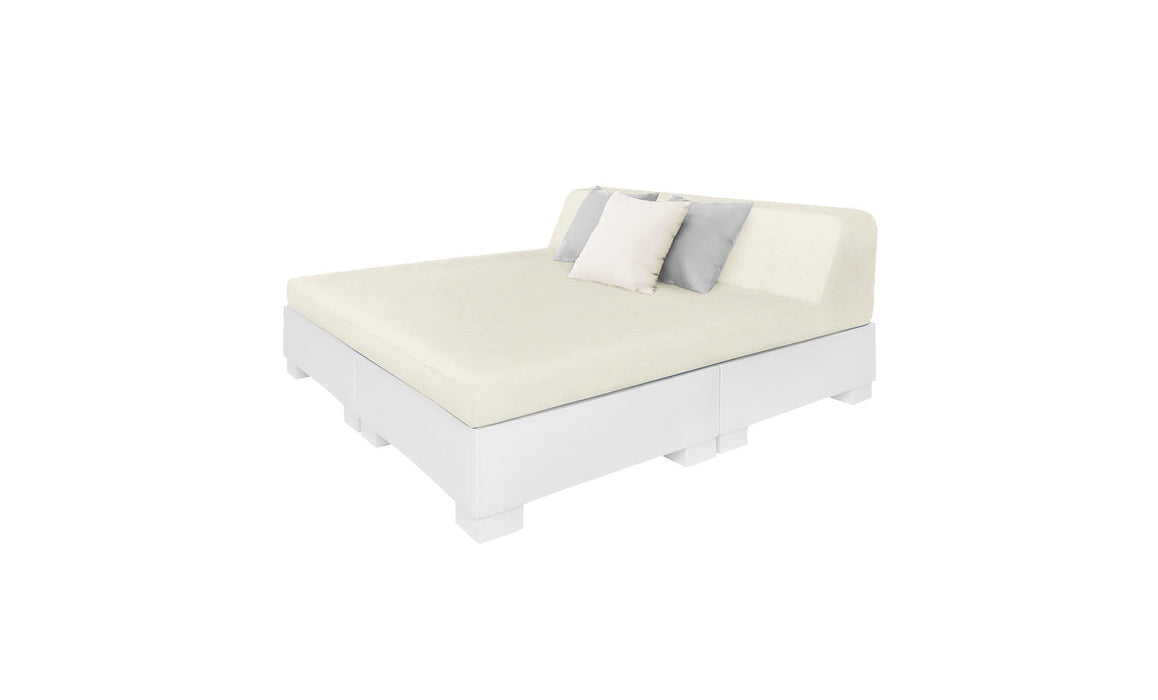 Ledge Lounger Affinity Sunbed with Back Cushion — White Base-4642 Oyster Fabric