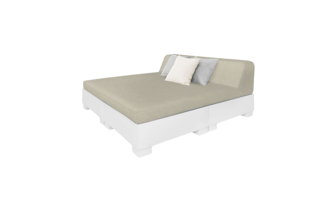 Ledge Lounger Affinity Sunbed with Back Cushion — White Base-4630 Cadet Grey Fabric
