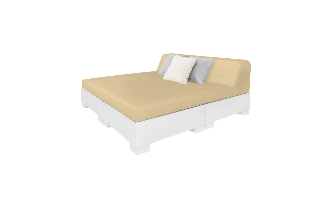 Ledge Lounger Affinity Sunbed with Back Cushion — White Base-4633 Linen Fabric