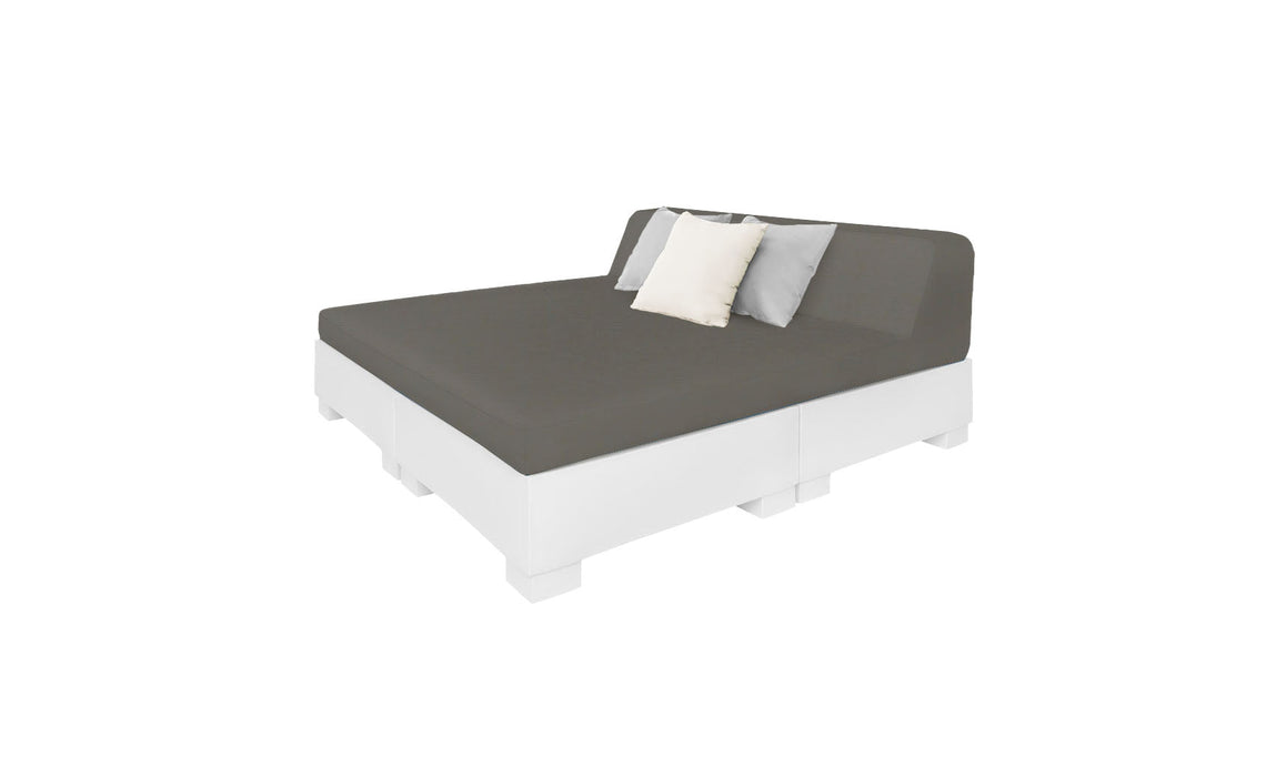 Ledge Lounger Affinity Sunbed with Back Cushion — White Base-4644 Charcoal Grey Fabric