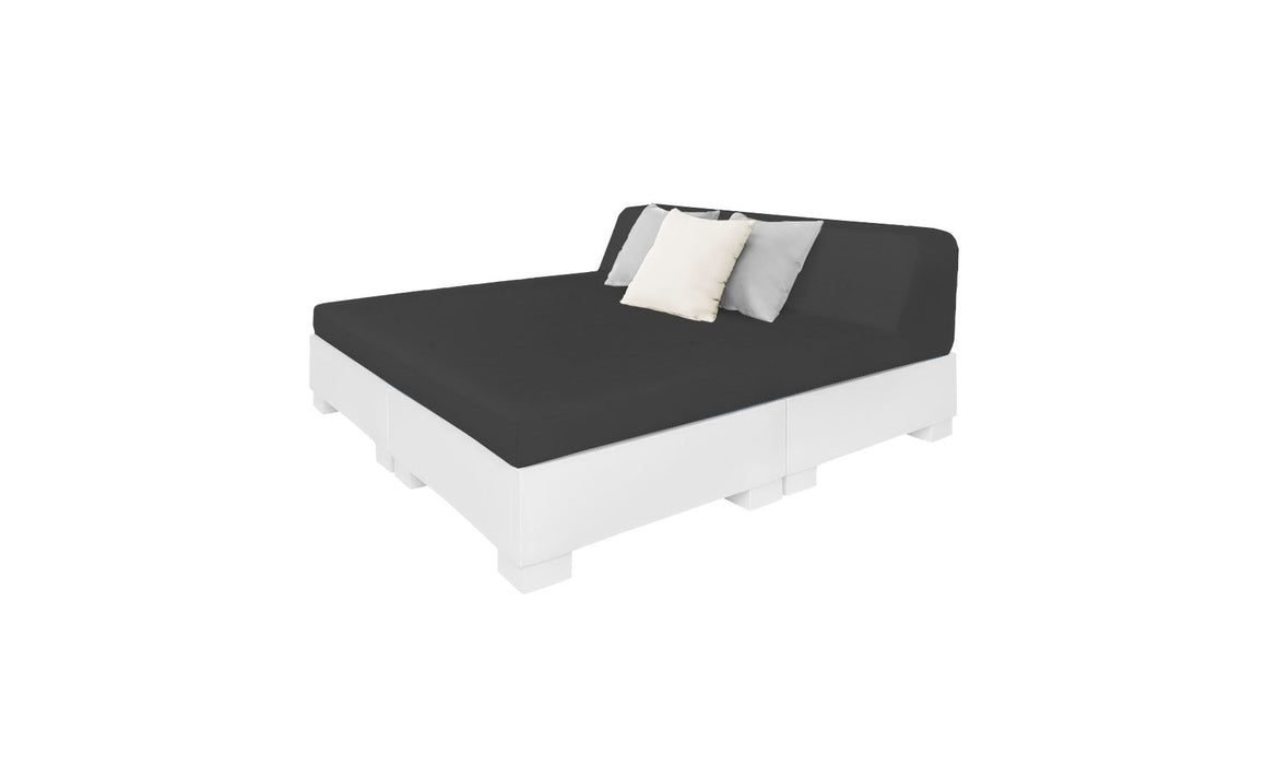 Ledge Lounger Affinity Sunbed with Back Cushion — White Base-4608 Black Fabric