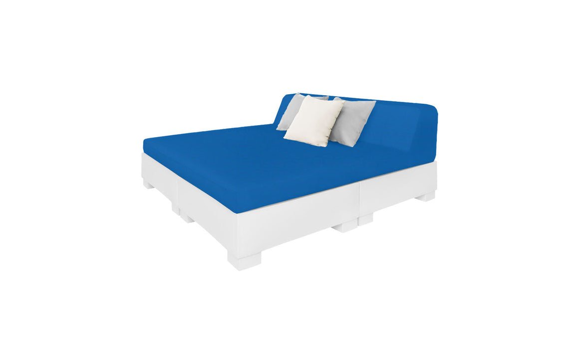 Ledge Lounger Affinity Sunbed with Back Cushion — White Base-4601 Pacific Blue Fabric