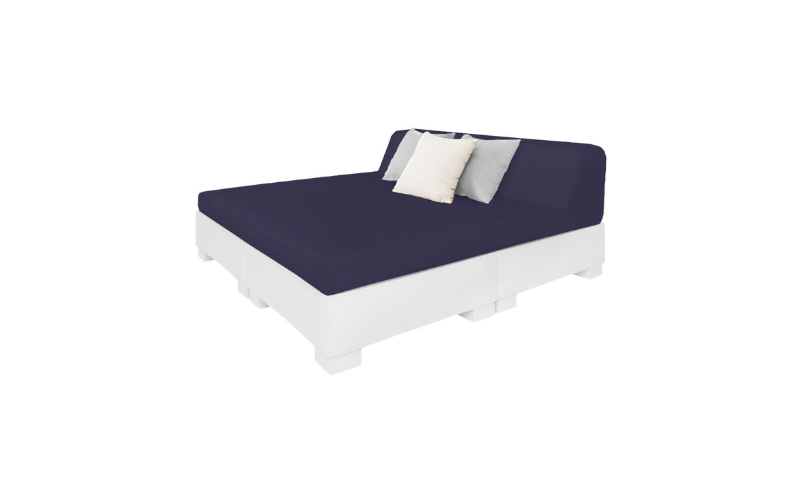 Ledge Lounger Affinity Sunbed with Back Cushion — White Base-4646 Captain Navy Fabric