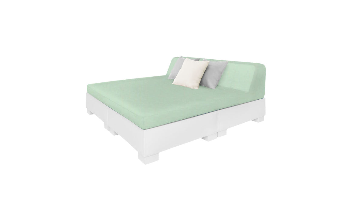 Ledge Lounger Affinity Sunbed with Back Cushion — White Base-4664 Sea Fabric