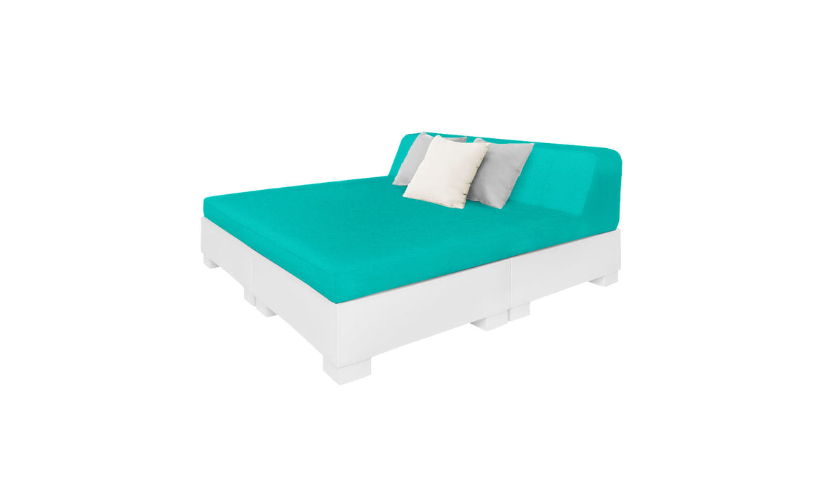 Ledge Lounger Affinity Sunbed with Back Cushion — White Base-4612 Aruba Fabric