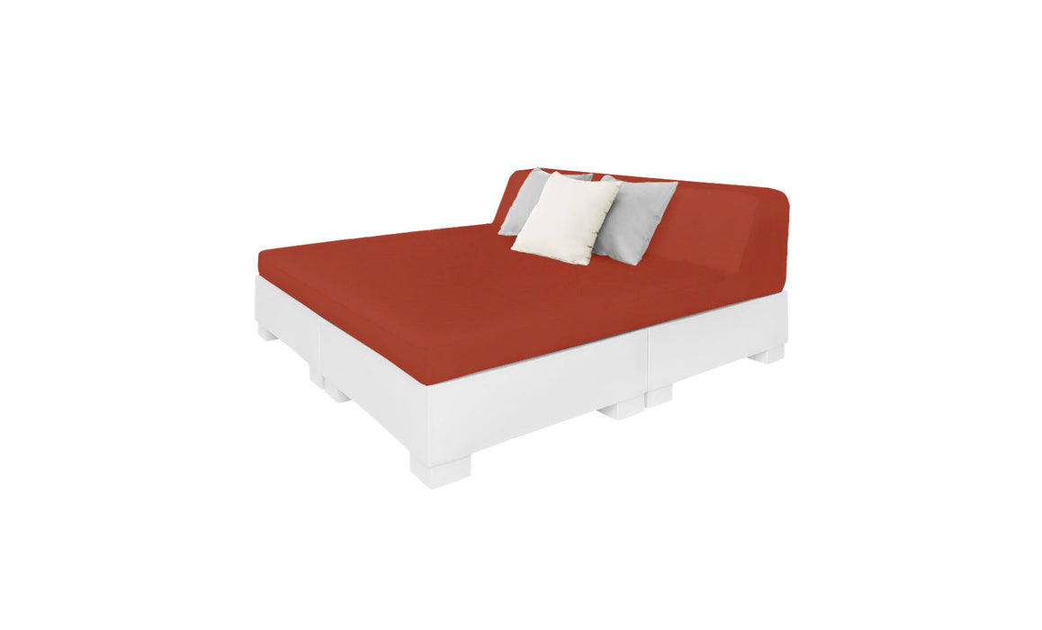 Ledge Lounger Affinity Sunbed with Back Cushion — White Base-4622 Terracotta Fabric