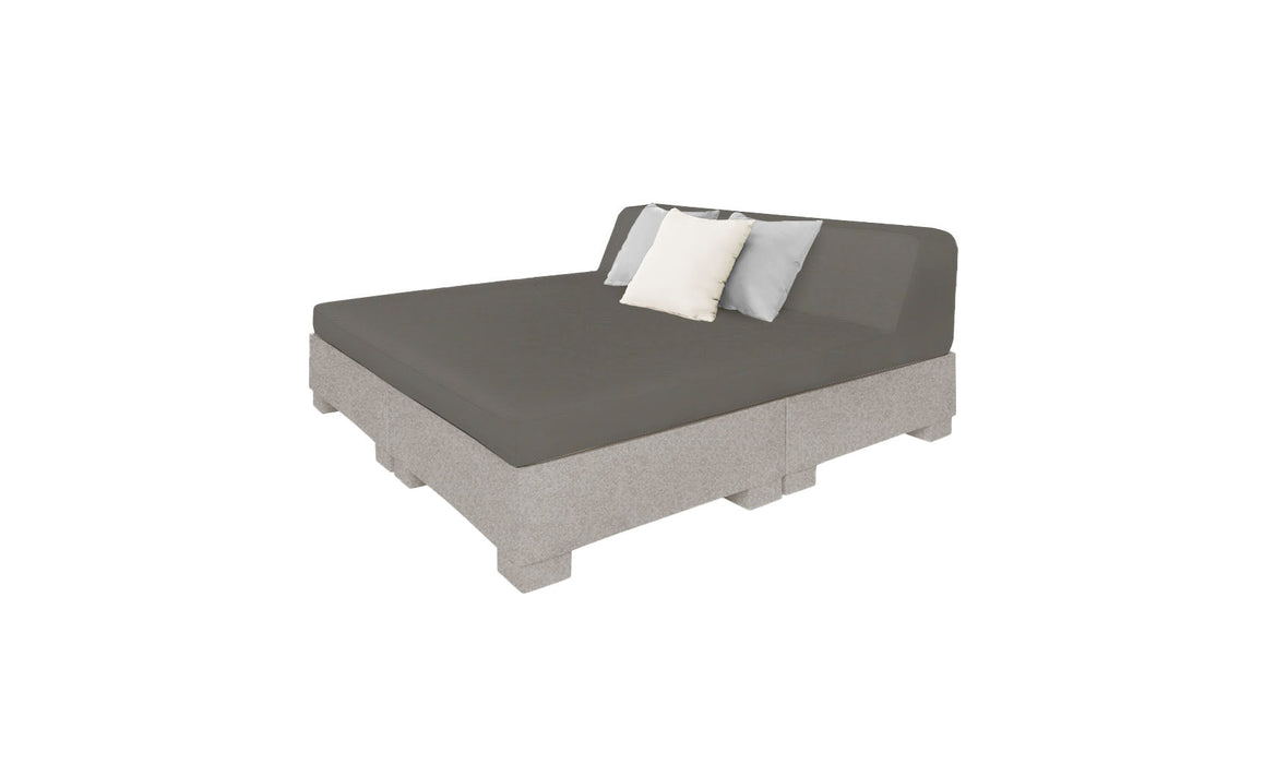 Ledge Lounger Affinity Sunbed with Back Cushion — Sandstone Base-4644 Charcoal Grey Fabric