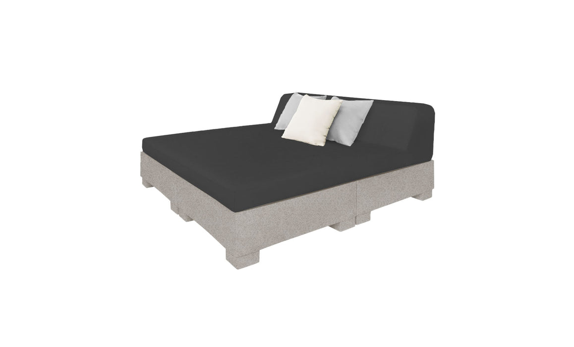Ledge Lounger Affinity Sunbed with Back Cushion — Sandstone Base-4608 Black Fabric