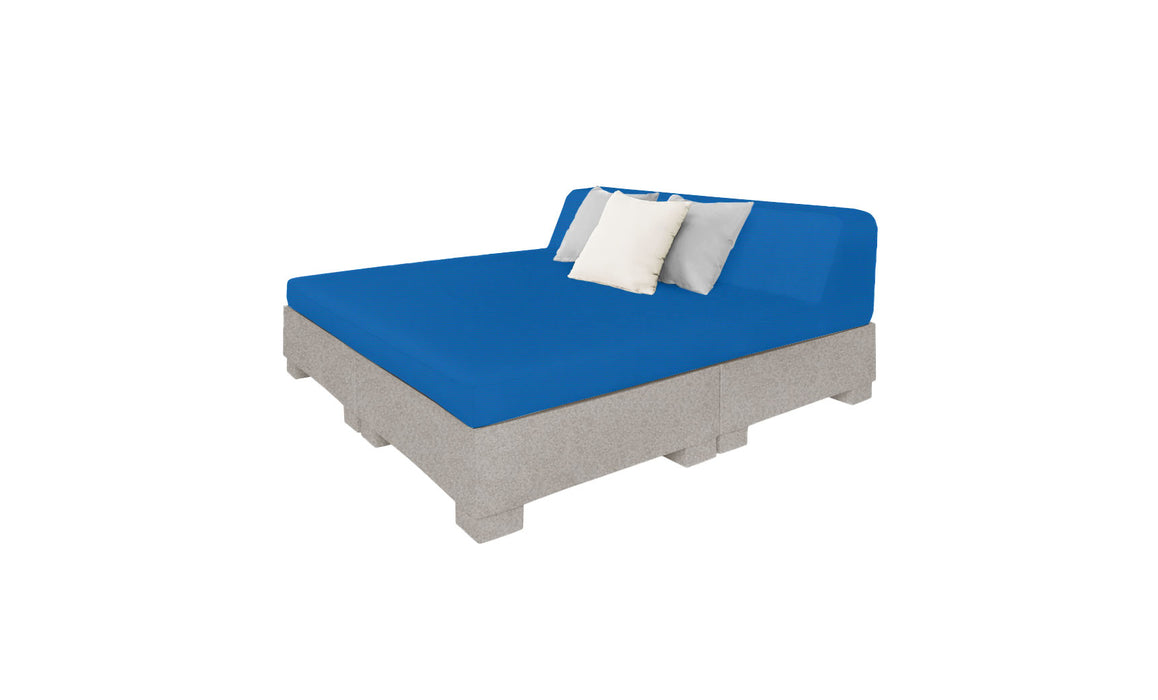 Ledge Lounger Affinity Sunbed with Back Cushion — Sandstone Base-4601 Pacific Blue Fabric