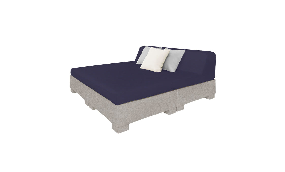 Ledge Lounger Affinity Sunbed with Back Cushion — Sandstone Base-4646 Captain Navy Fabric