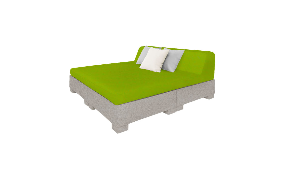 Ledge Lounger Affinity Sunbed with Back Cushion — Sandstone Base-T16-47 Lime Fabric
