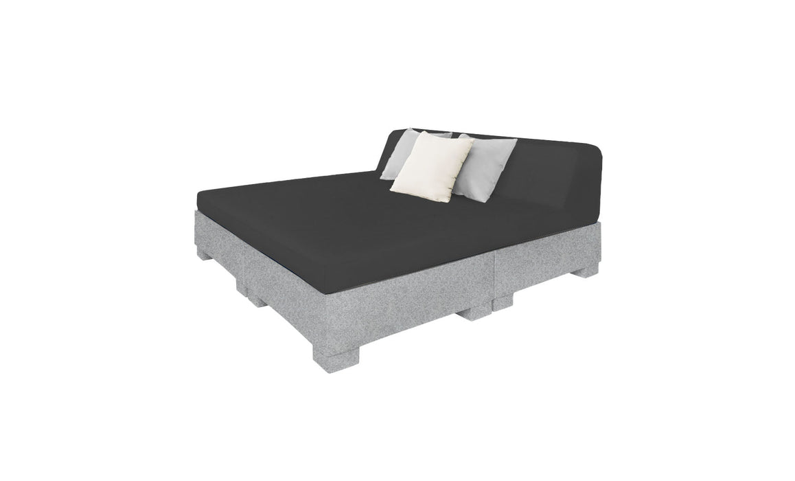 Ledge Lounger Affinity Sunbed with Back Cushion — Granite Gray Base-4608 Black Fabric