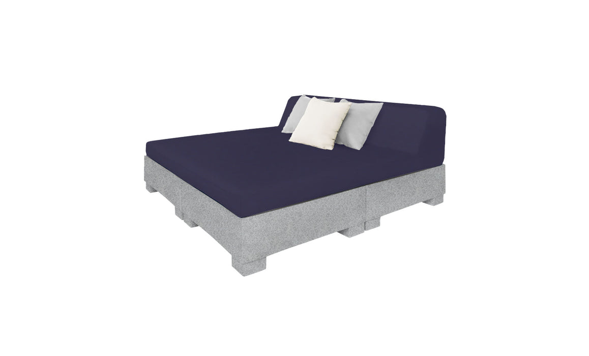 Ledge Lounger Affinity Sunbed with Back Cushion — Granite Gray Base-4646 Captain Navy Fabric
