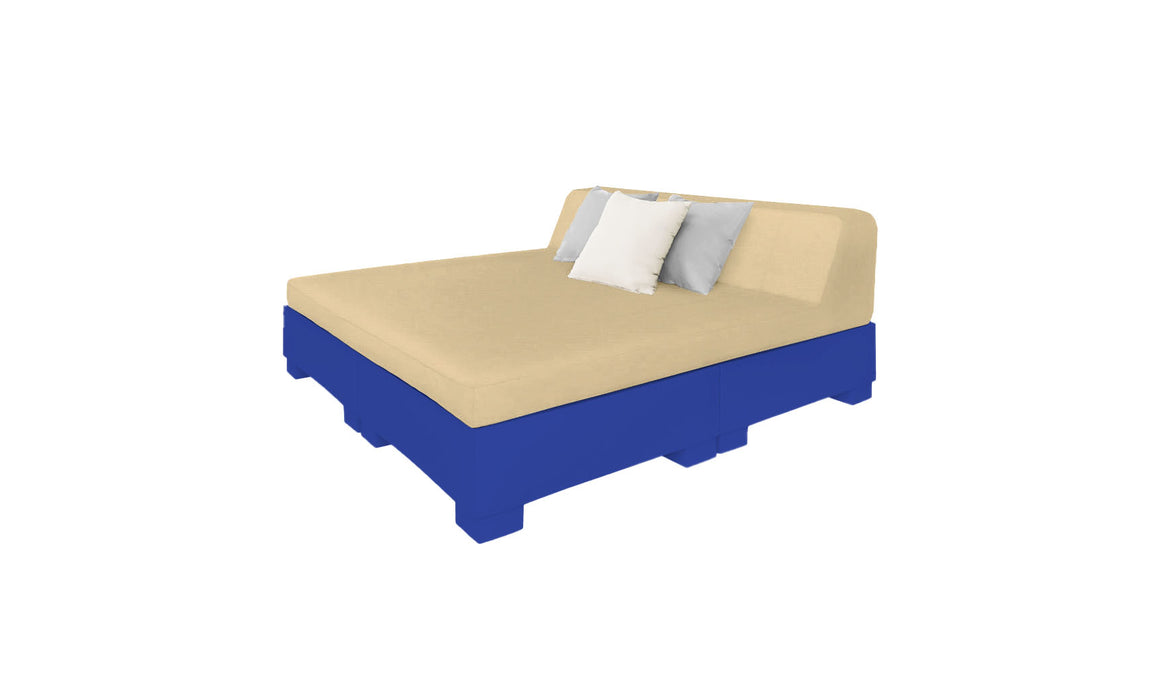 Ledge Lounger Affinity Sunbed with Back Cushion — n-Dark Blue Base-4633 Linen Fabric