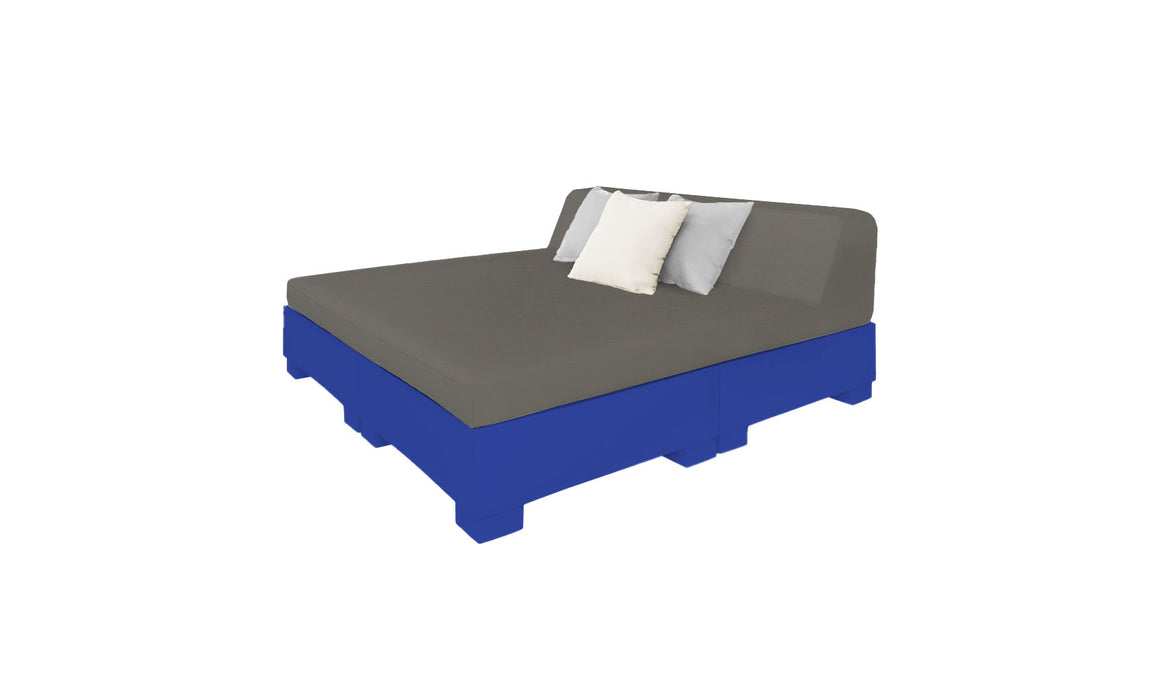 Ledge Lounger Affinity Sunbed with Back Cushion — n-Dark Blue Base-4644 Charcoal Grey Fabric