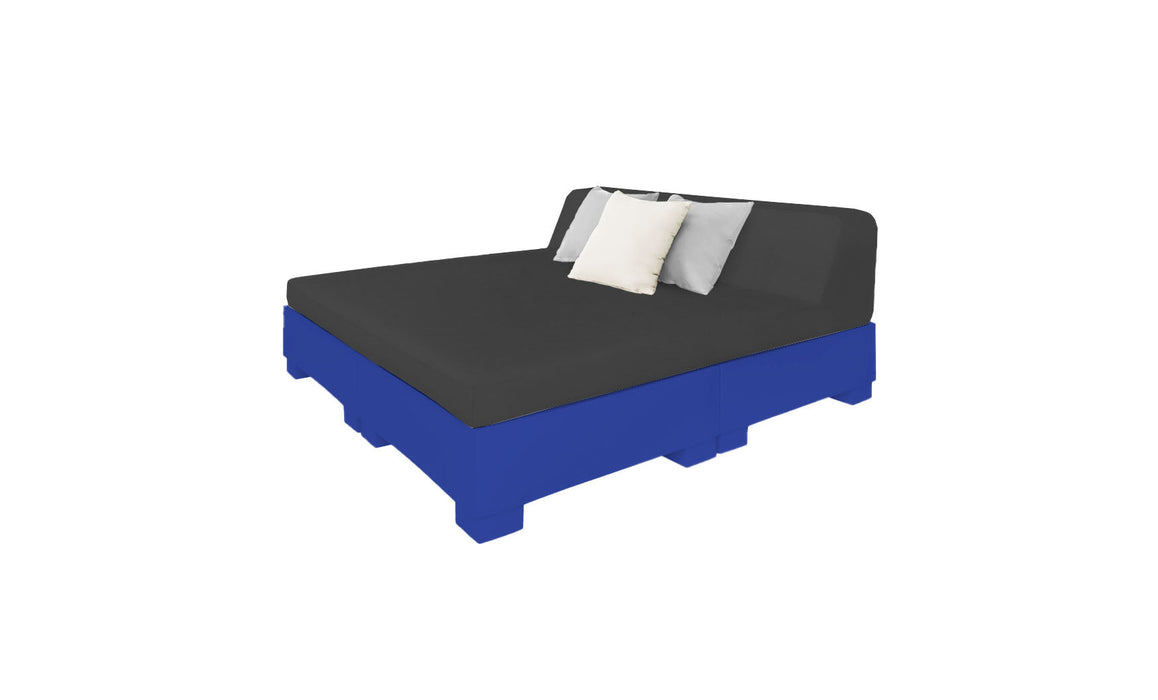 Ledge Lounger Affinity Sunbed with Back Cushion — n-Dark Blue Base-4608 Black Fabric