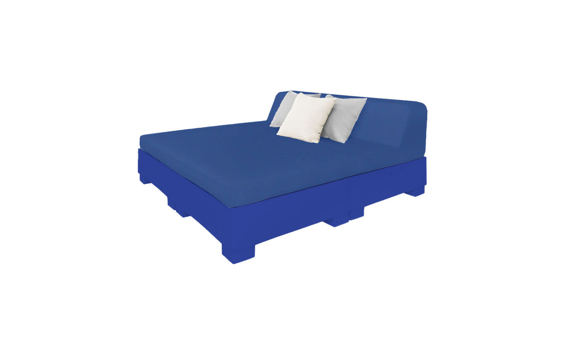 Ledge Lounger Affinity Sunbed with Back Cushion — n-Dark Blue Base-4652 Mediterranean Blue Fabric