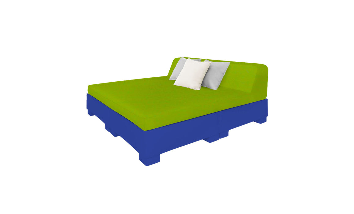 Ledge Lounger Affinity Sunbed with Back Cushion — n-Dark Blue Base-T16-47 Lime Fabric