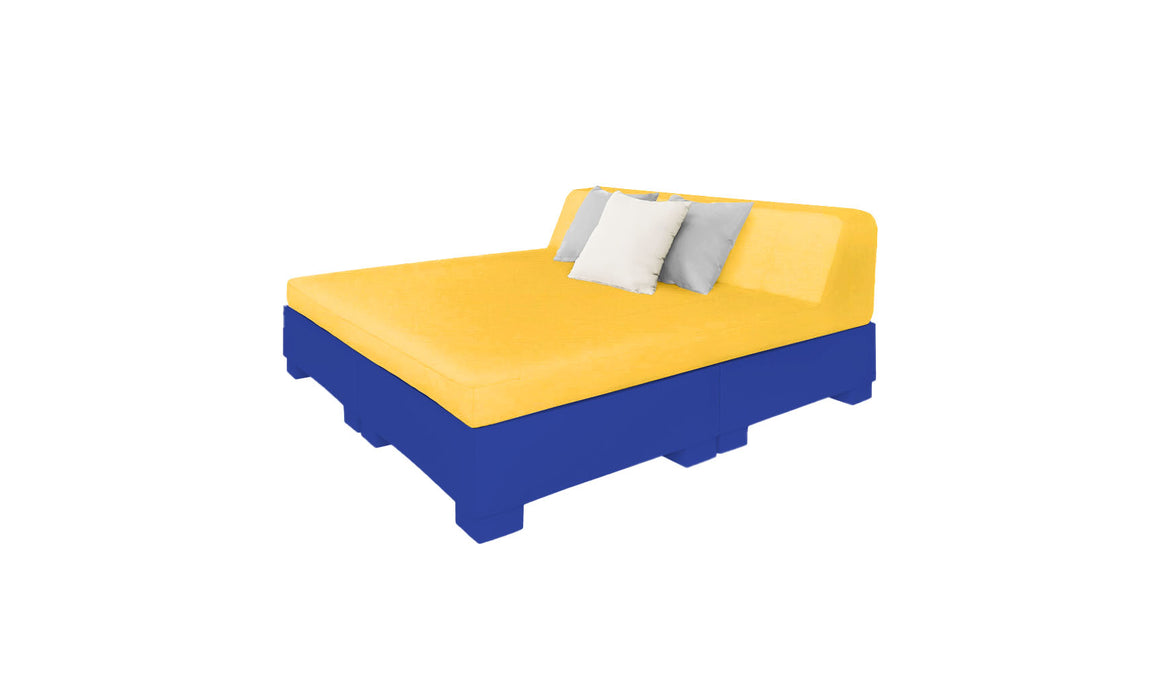 Ledge Lounger Affinity Sunbed with Back Cushion — n-Dark Blue Base-4602 Sunflower Yellow Fabric