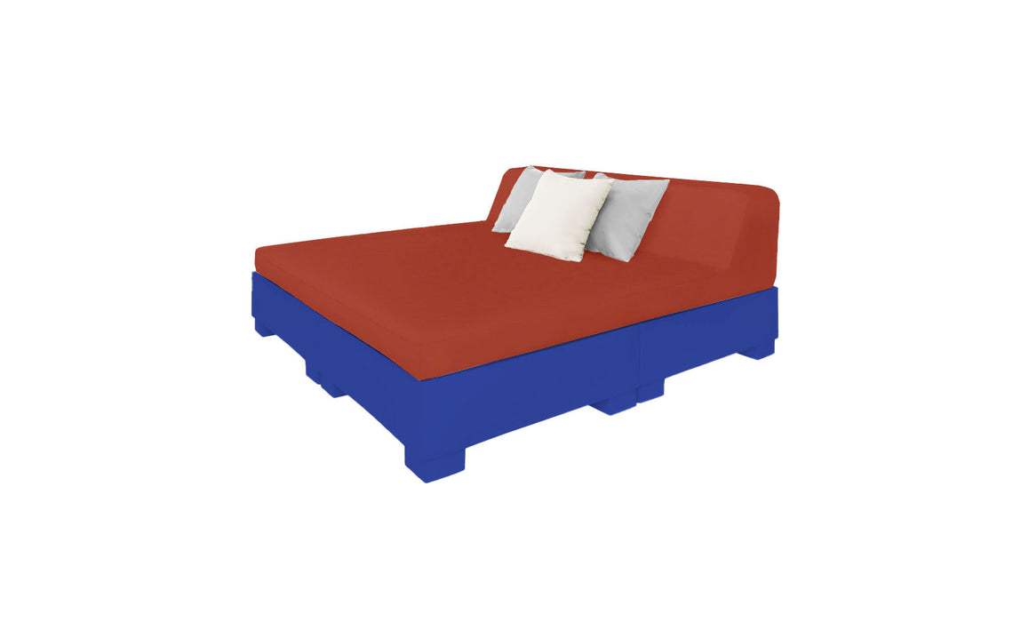 Ledge Lounger Affinity Sunbed with Back Cushion — n-Dark Blue Base-4622 Terracotta Fabric