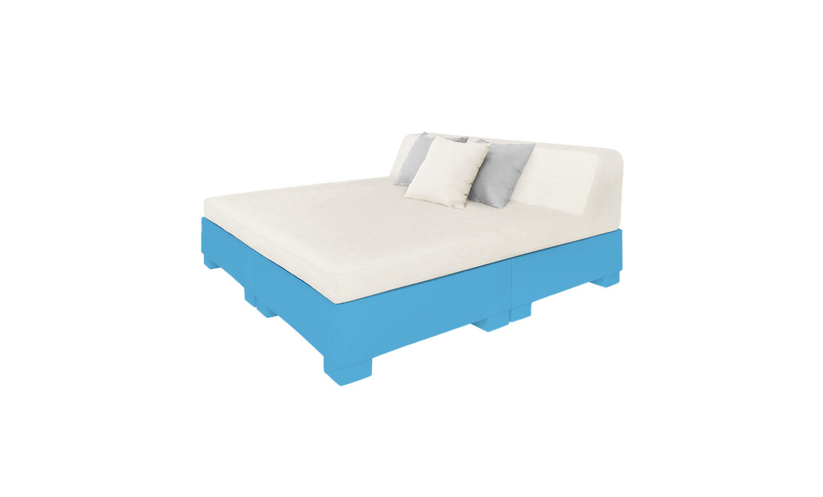 Ledge Lounger Affinity Sunbed with Back Cushion — n-Light Blue Base-4634 White Fabric
