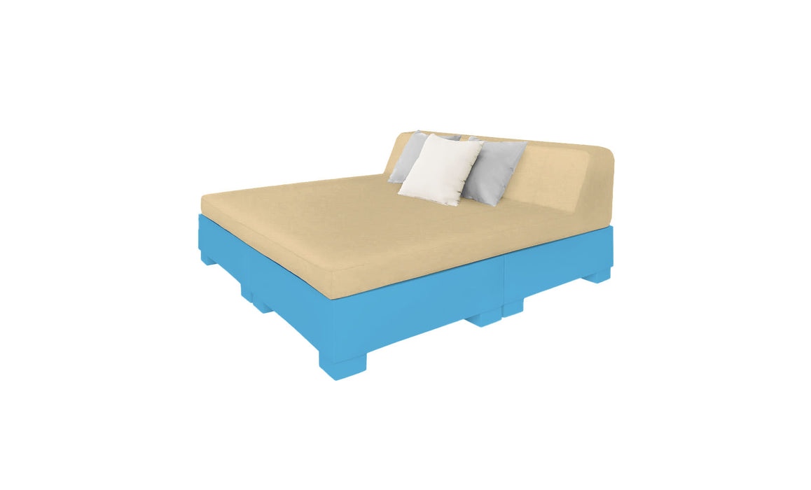 Ledge Lounger Affinity Sunbed with Back Cushion — n-Light Blue Base-4633 Linen Fabric