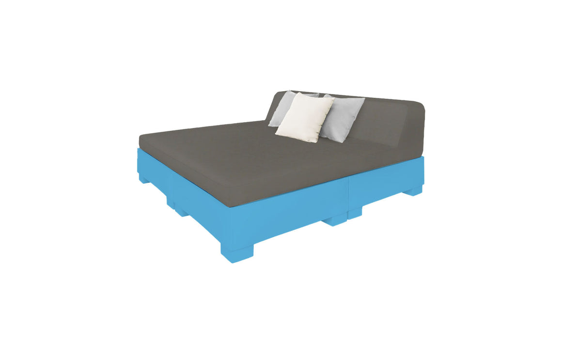 Ledge Lounger Affinity Sunbed with Back Cushion — n-Light Blue Base-4644 Charcoal Grey Fabric