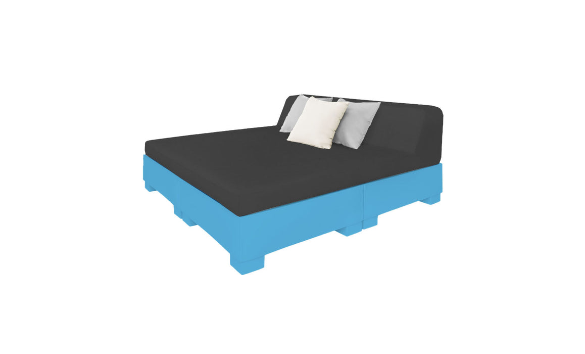 Ledge Lounger Affinity Sunbed with Back Cushion — n-Light Blue Base-4608 Black Fabric