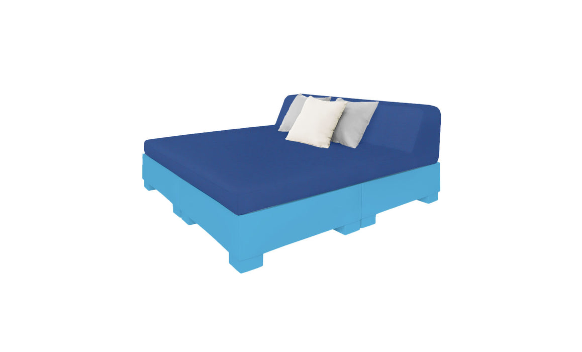 Ledge Lounger Affinity Sunbed with Back Cushion — n-Light Blue Base-4652 Mediterranean Blue Fabric