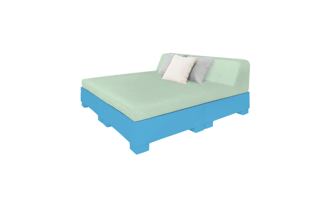 Ledge Lounger Affinity Sunbed with Back Cushion — n-Light Blue Base-4664 Sea Fabric