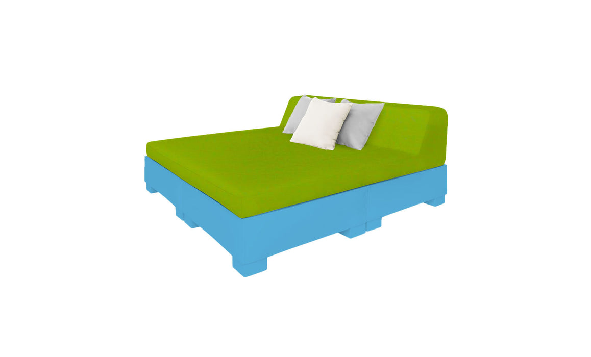 Ledge Lounger Affinity Sunbed with Back Cushion — n-Light Blue Base-T16-47 Lime Fabric