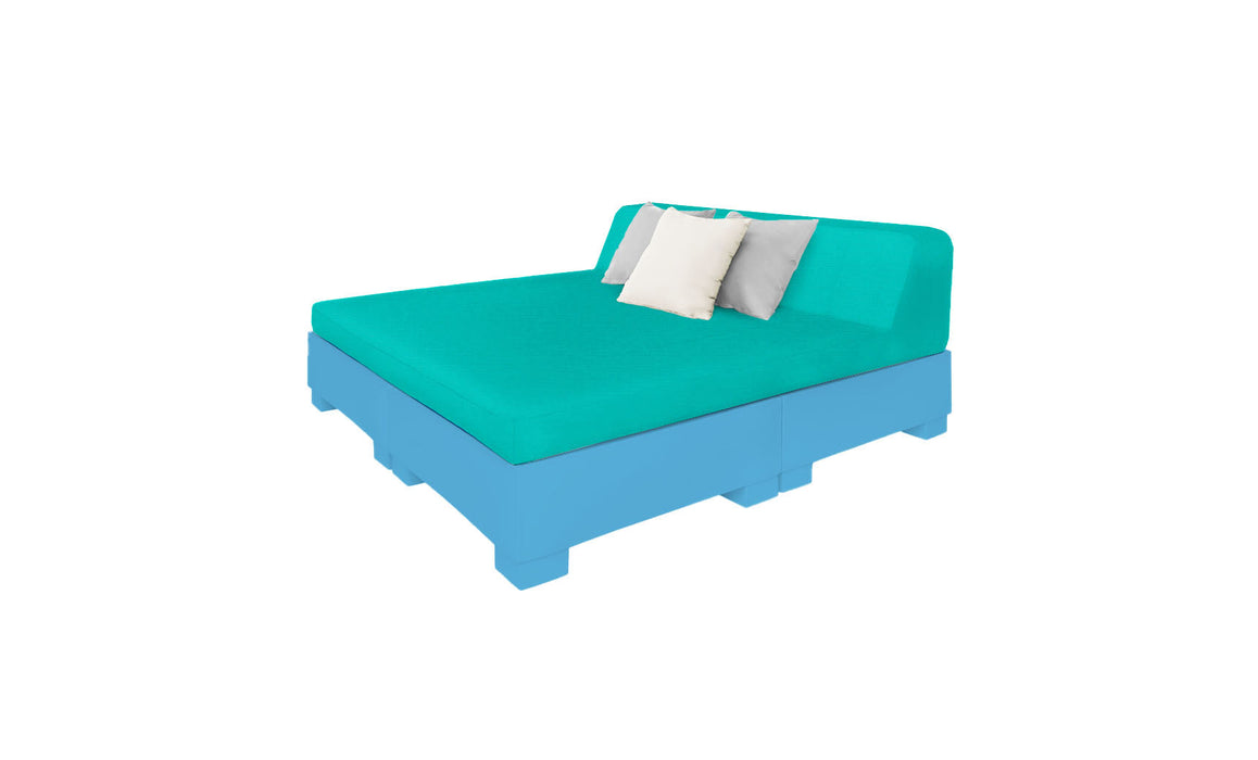 Ledge Lounger Affinity Sunbed with Back Cushion — n-Light Blue Base-4612 Aruba Fabric