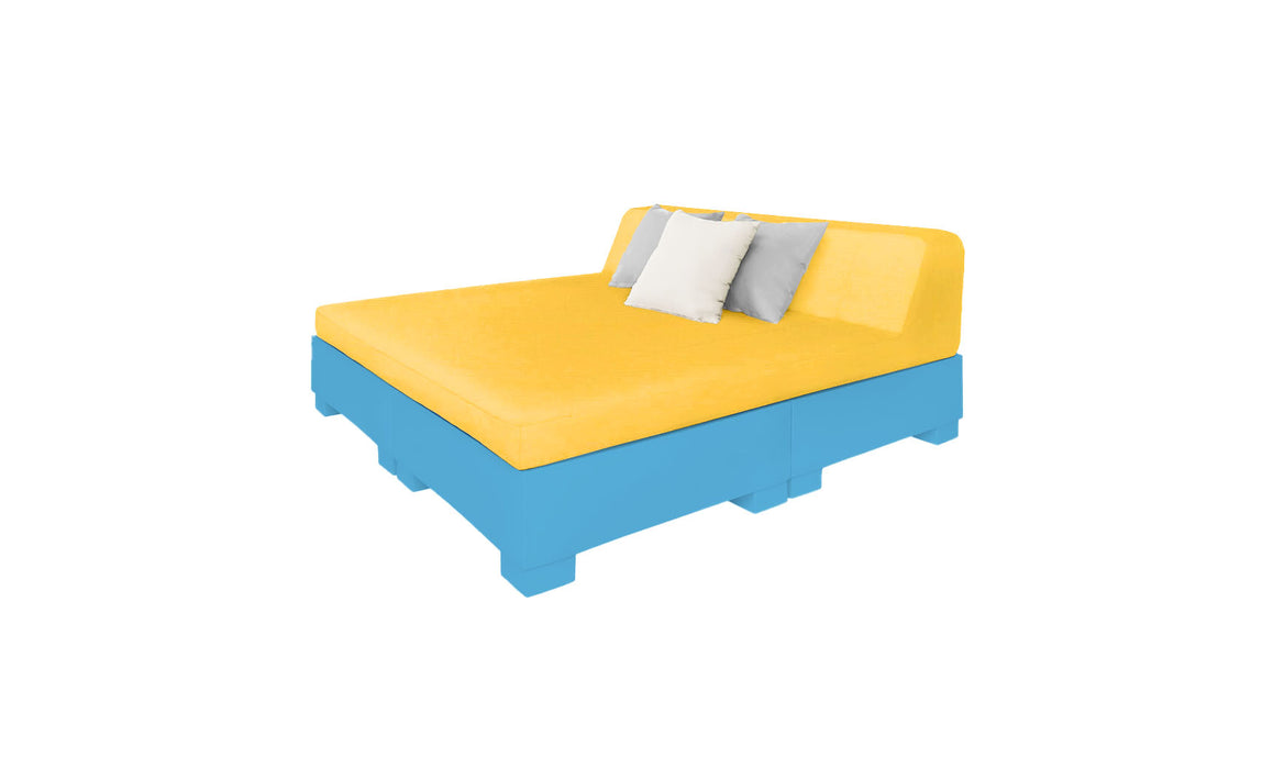 Ledge Lounger Affinity Sunbed with Back Cushion — n-Light Blue Base-4602 Sunflower Yellow Fabric