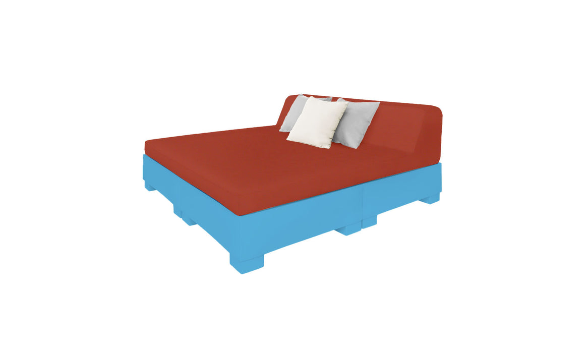 Ledge Lounger Affinity Sunbed with Back Cushion — n-Light Blue Base-4622 Terracotta Fabric