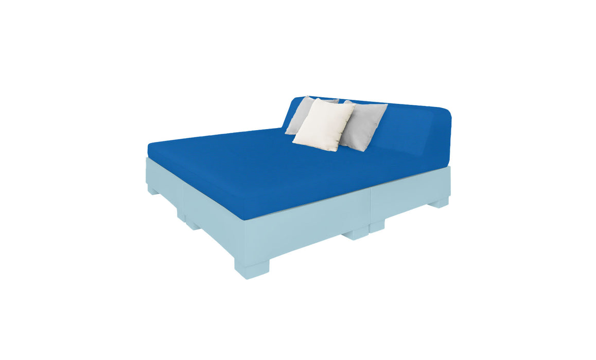 Ledge Lounger Affinity Sunbed with Back Cushion — n-Frost Base-4601 Pacific Blue Fabric