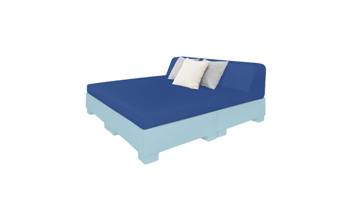 Ledge Lounger Affinity Sunbed with Back Cushion — n-Frost Base-4652 Mediterranean Blue Fabric
