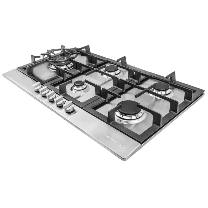 Cosmo 30-Inch Gas Cooktop with 5 Brass Burners in Stainless Steel (COS-850SLTX-E) Cosmo
