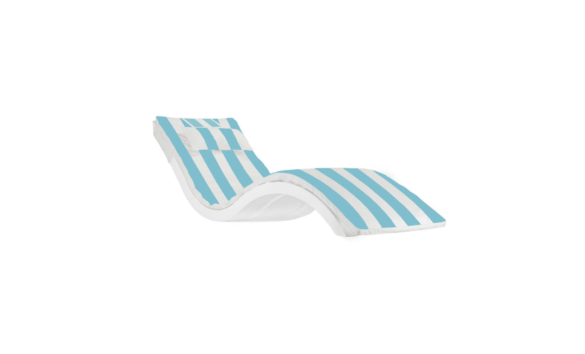 Ledge Lounger Signature Chaise Cushion With Pillow — STD Fabric -TQSA Turquoise Stripe