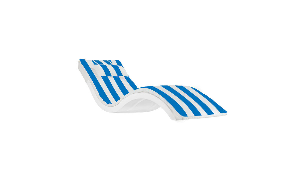 Ledge Lounger Signature Chaise Cushion With Pillow — STD Fabric - BSA Blue Stripe
