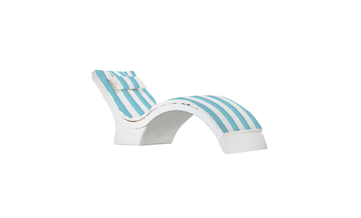 Ledge Lounger Signature Chaise Deep Cushion With Pillow — Standard Fabric-TQSA-Turquoise Stripe