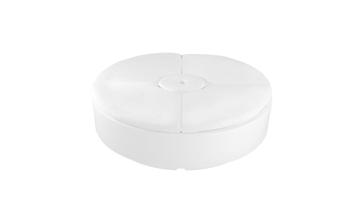 Ledge Lounger Signature 6' Round Sunbed Five Piece with Hole — White Base-4634 White Fabric