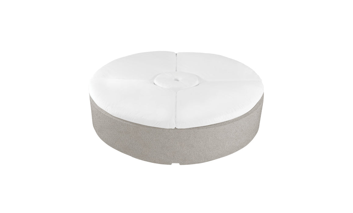 Ledge Lounger Signature 6' Round Sunbed Five Piece with Hole — Sandstone Base-4634 White Fabric