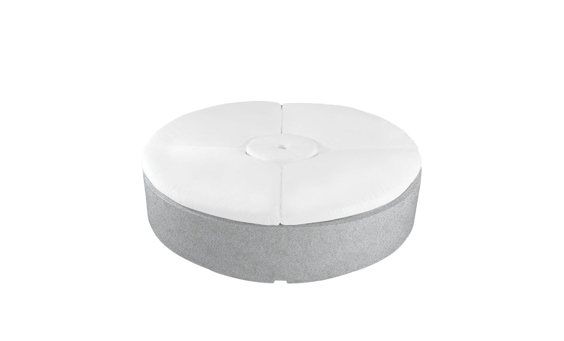 Ledge Lounger Signature 6' Round Sunbed Five Piece with Hole — Granite Gray Base-4634 White Fabric