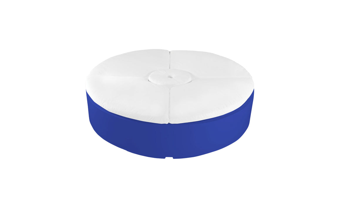 Ledge Lounger Signature 6' Round Sunbed Five Piece with Hole — Dark Blue Base-4634 White Fabric