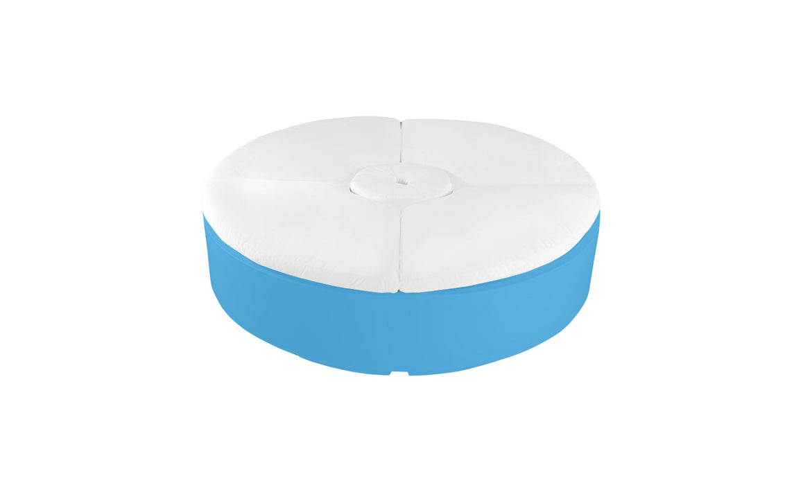 Ledge Lounger Signature 6' Round Sunbed Five Piece with Hole — Light Blue Base-4634 White Fabric